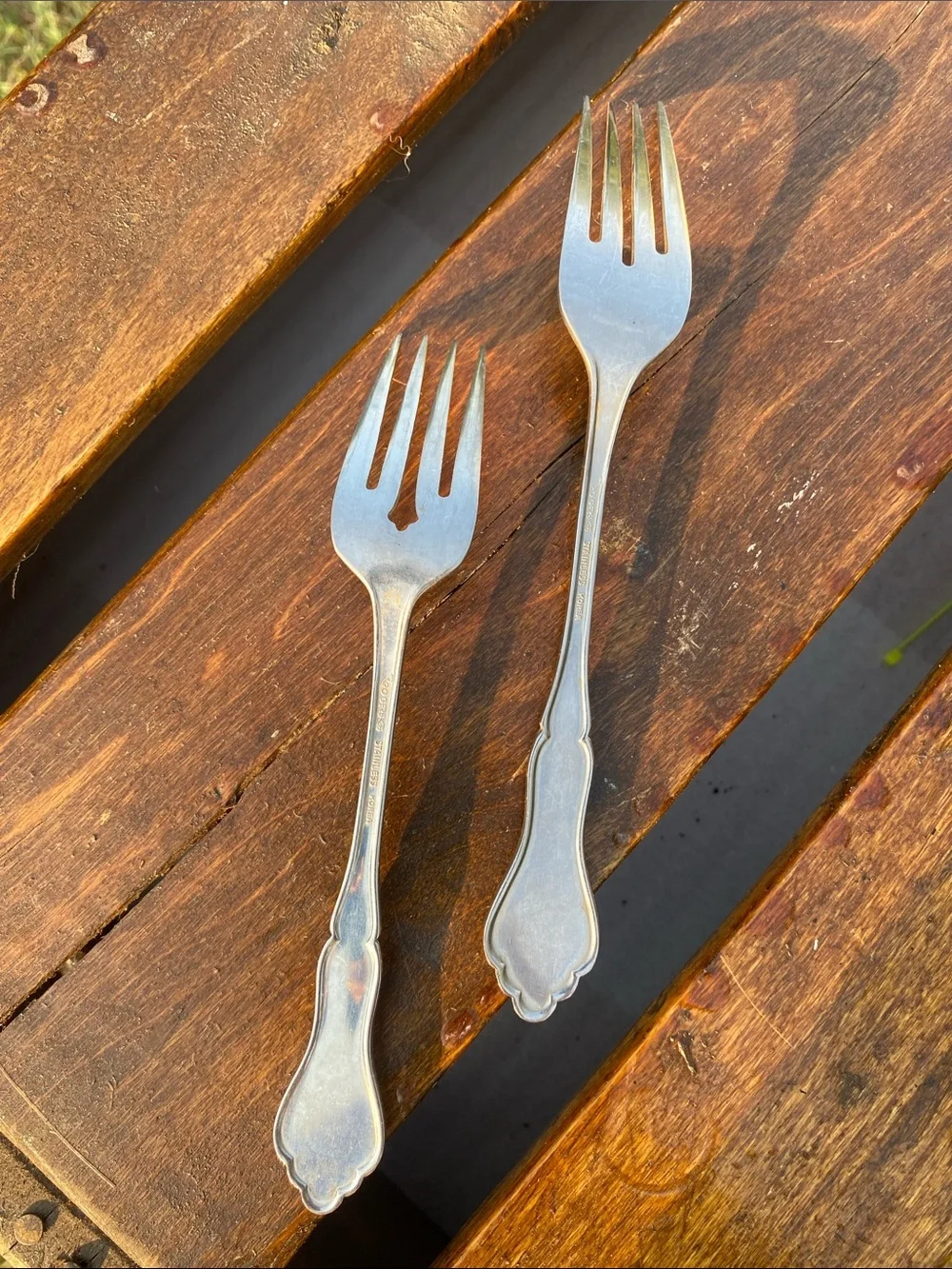 Vintage Rogers Stainless Korea Fiddle-Back Dinner/Salad Forks - Set of 2 MCM